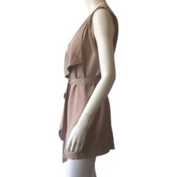 Artisan NY Taupe Sleeveless Wrap Vest With Tie Belt & Draped Detail - Picture 3 of 4